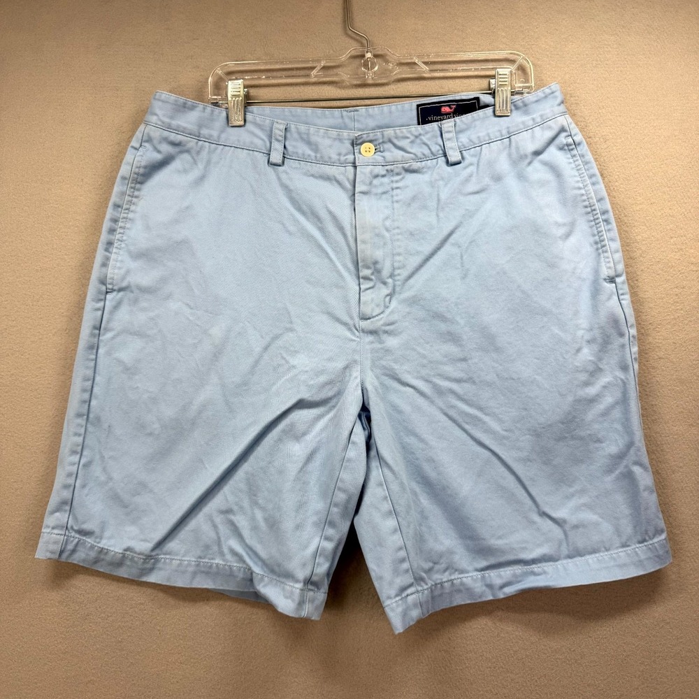 Vineyard Vines Club Chino Shorts Mens 36 Light Blue Solid Preppy Ivy League Golf
